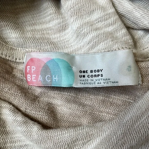 Free People Beach cotton cowl neck oversize sweatshirt in oatmeal, size S - Picture 4 of 6